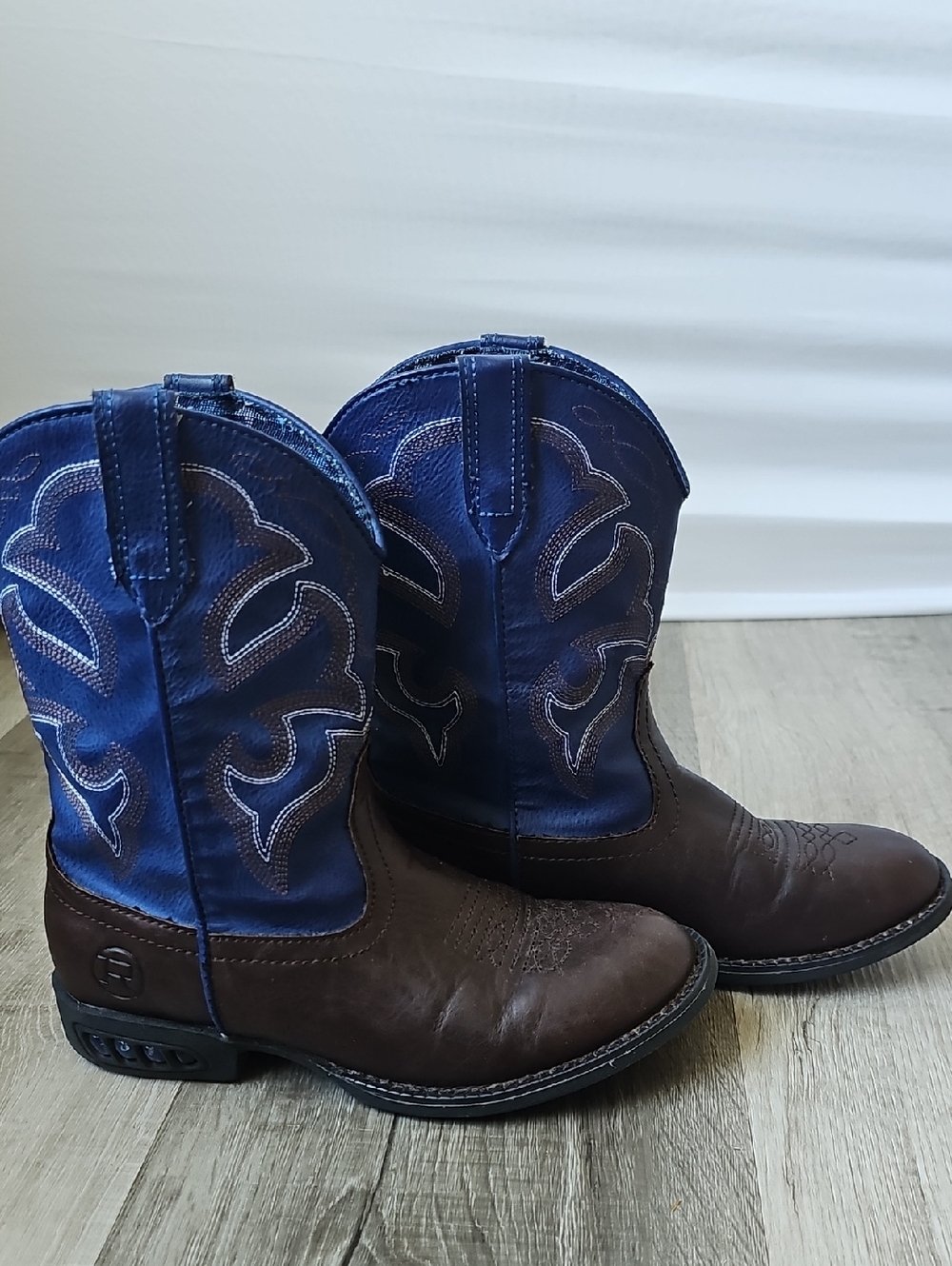 Roper Little Kids Light-Up Cowboy Boots Size 13 Brown Blue Stars